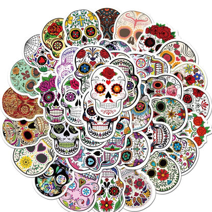 Waterproof Mexico Day of the Dead Party Stickers 50Pcs - NY GIftcraft